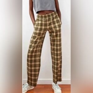 Aritzia  Sunday Best Green / Brown / Cream Plaid Nomi Pants Size XS